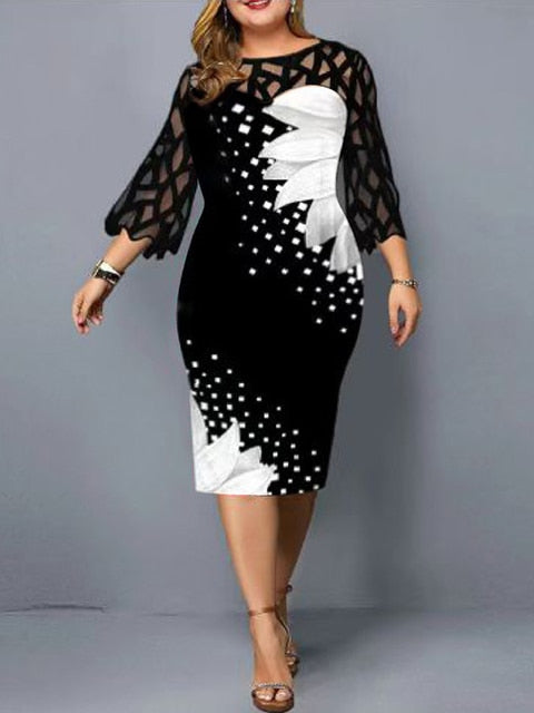 Elegant Print Pencil Dress - Plus Sizes Available