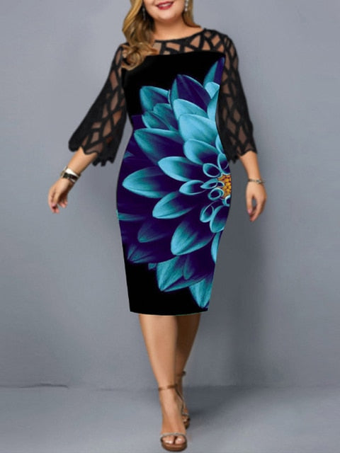 Elegant Print Pencil Dress - Plus Sizes Available