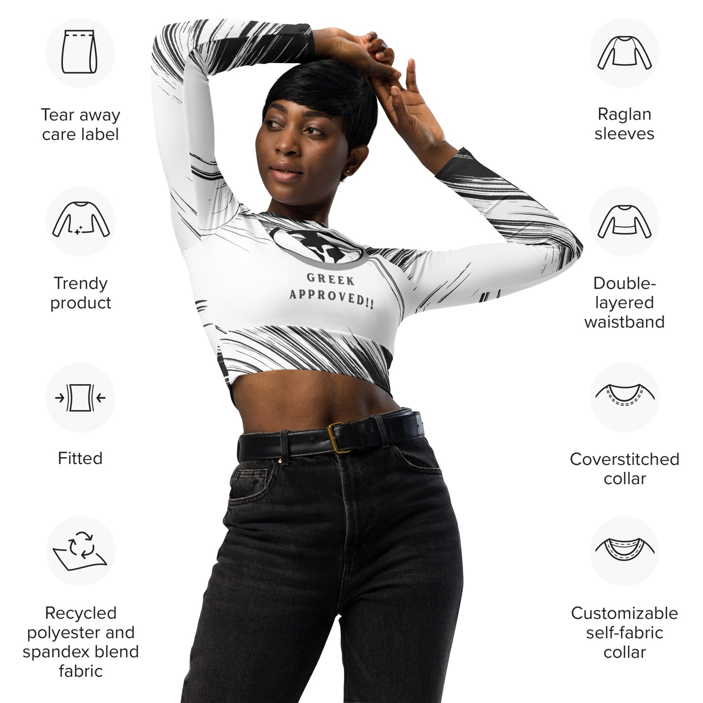 Recycled long-sleeve crop top