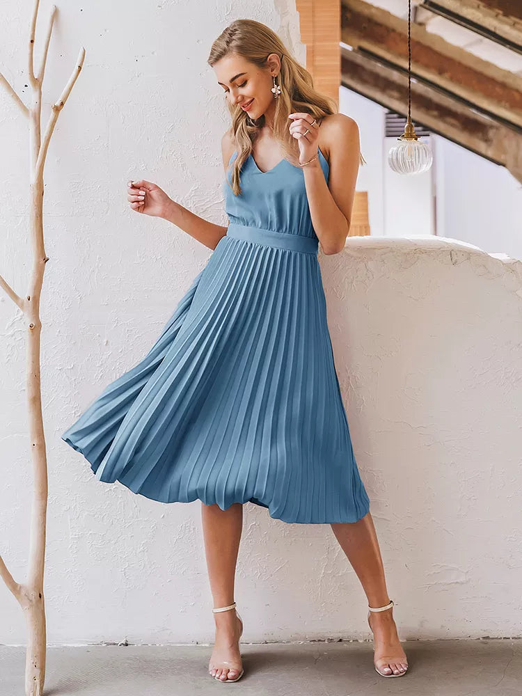 Pleated Midi Dress