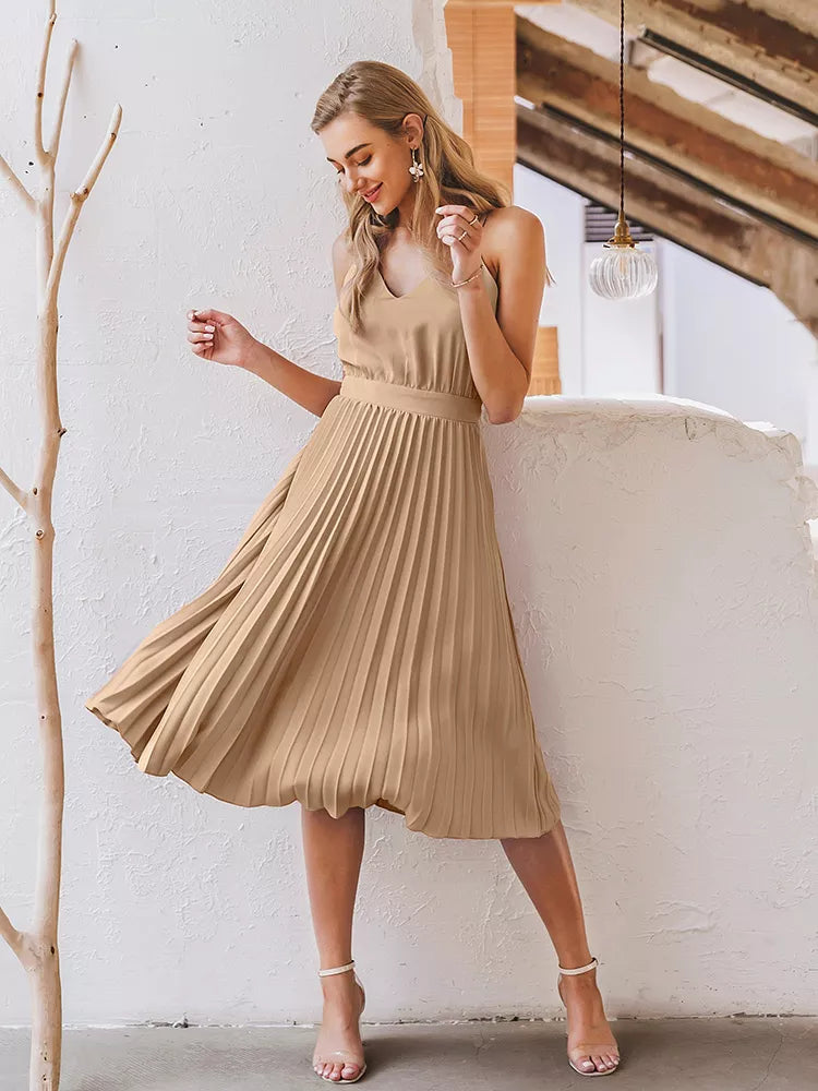 Pleated Midi Dress