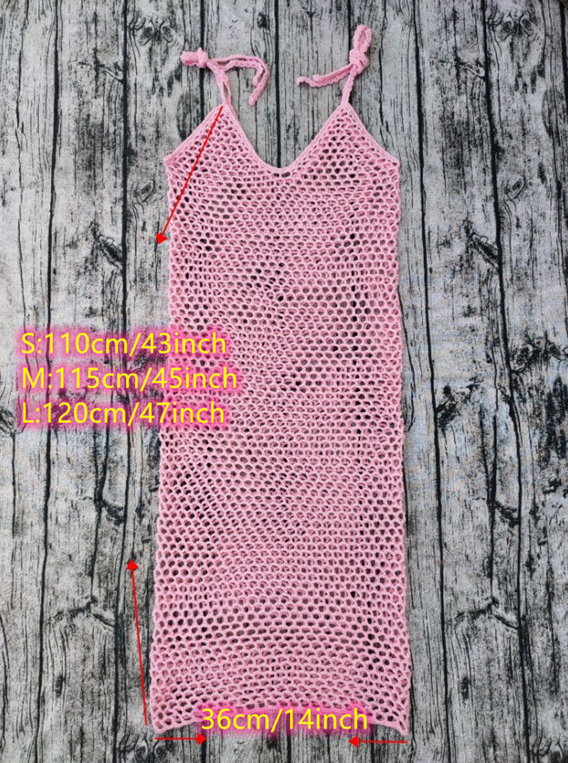 Summer Sleeveless Crochet Beach Dress -4  Color Available